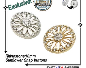 EXCLUSIVE RHINESTONE Sunflower Snap Buttons, Flower Snap Button, Elegant Snap Buttons, #SnapCharms, #SnapJewelry, Gift for her