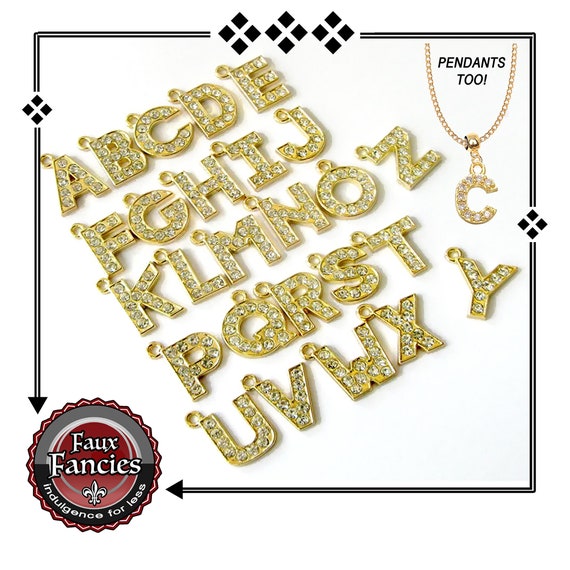 Dangle Letter Charms, Rhinestone Charms, Gold Tone Dangle Charms, #RhinestoneLetters, #DangleLetters, Jewelry Gift, #GiftForHer