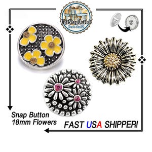 18mm Snap Buttons, Flower Snap Buttons, Daisy Snap Button, Spring snap charm, #FlowerSnapCharm, #18mmSnapButtons, #SnapJewelry. Snap Popper