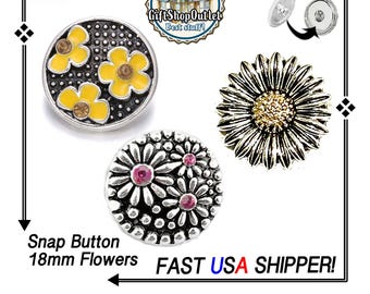18mm Snap Buttons, Flower Snap Buttons, Daisy Snap Button, Spring snap charm, #FlowerSnapCharm, #18mmSnapButtons, #SnapJewelry. Snap Popper
