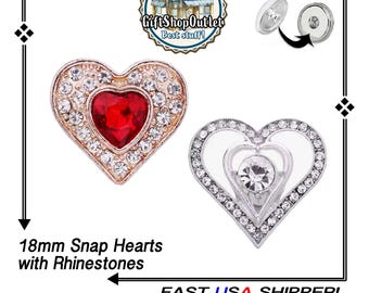 BEAUTiFUL GOLD Tone Red HEART, Rhinestone HEART Snap Button, Ginger Snap, Snap Charm, #BraceletCharms, #SnapCharms, #SwitchableSnapS, #Heart