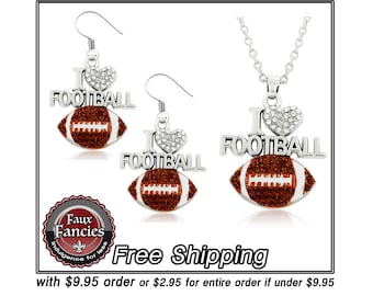 SALE! Football Rhinestone Pendant, Rhinestone Earrings, Rhinestone Charm, Jewelry Gift, #GiftForHer, Rhinestone Jewelry, #FootballJewelry