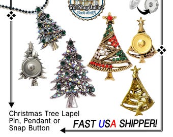 CHRiSTMAS TREE SNAP BUTTON, Christmas lapel pin, Christmas pendant, Christmas Charm, 18mm Ginger Snap, #SnapButton,Rhinestone Christmas Tree