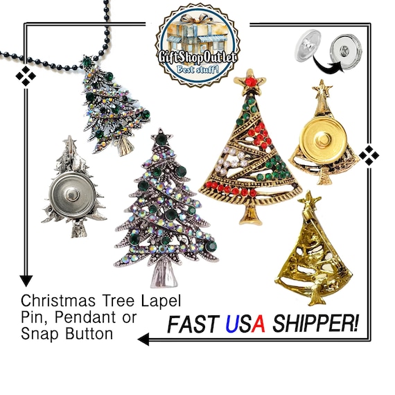 CHRiSTMAS TREE SNAP BUTTON, Christmas lapel pin, Christmas pendant, Christmas Charm, 18mm Ginger Snap, #SnapButton,Rhinestone Christmas Tree