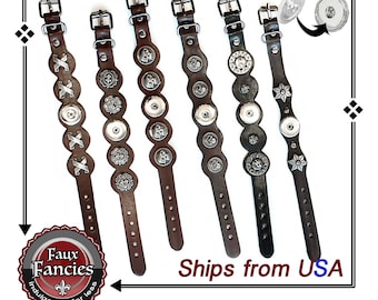Leather Snap Button Bracelet, Snap Button Bracelet for Ginger Snaps, #LeatherBracelet, #GiftForHer, #SnapJewelry, #SnapButtonBracelet