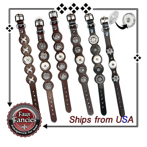 Leather Snap Button Bracelet, Snap Button Bracelet for Ginger Snaps, #LeatherBracelet, #GiftForHer, #SnapJewelry, #SnapButtonBracelet