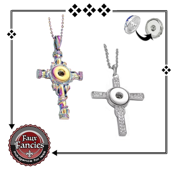 Snap Button Cross Pendants, CROSS Pendant for Snaps, Rhinestone Cross, Ginger Snap Pendant, #CrossSnapPendant, #CrossPendant, Spring Pendant