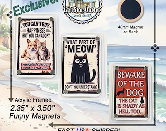 OUR OWN Magnet Designs, 2.35x3.50 acrylic framed magnets, Beach Magnets, Pet Magnets, Fishing Magnets, Collector Magnets, Stocking stuffers