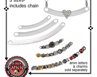 Letter Charm Necklace Bar - 3 SIZES - Slide letters, Slider Charm Necklace, #SlideNecklace, Gift for Her, #SliderPendant, #SliderJewelry