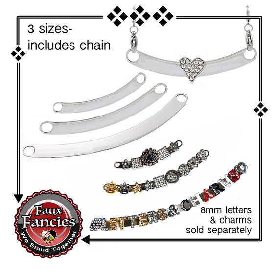 Letter Charm Necklace Bar - 3 SIZES - Slide letters, Slider Charm Necklace, #SlideNecklace, Gift for Her, #SliderPendant, #SliderJewelry