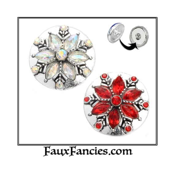 Flower SNAP Button, Holiday Snap Button, Ginger Snaps, Snap Charm, #BraceletCharm, Rhinestone Snap, SnapPopper, Jewelry for her, #FlowerSnap