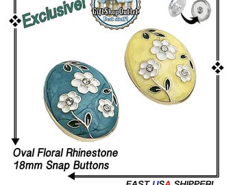 EXCLUSIVE Oval Flower Snap Buttons with rhinestone, Flower Snap Button, Spring Snap Buttons, #SnapCharms, #SnapJewelry
