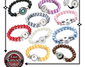 PEARL Style SNAP Button Bracelet, 18mm Stretch Bracelet, 18mm Snap Buttons, Bracelet for 18mm or 20mm Snap Button, #SnapJewelry, #SnapButton