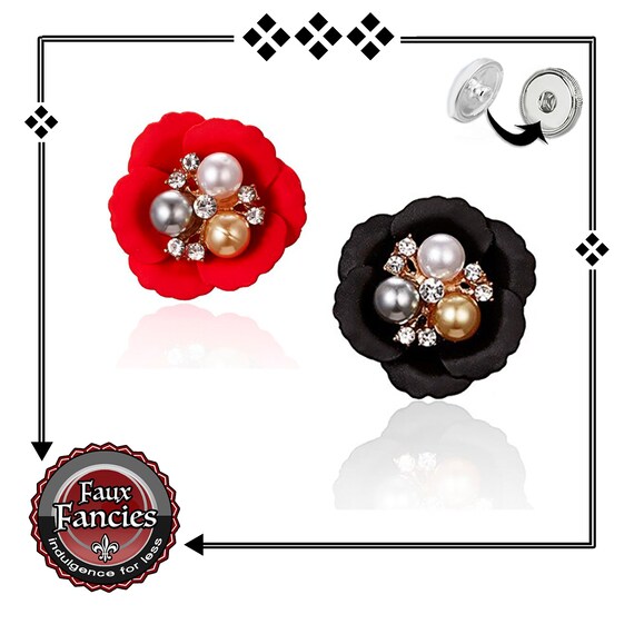 Pearl Flower Snap Buttons EXCLUSIVELY OURs! Ginger Snap, Snap Charms, #BraceletCharms, Rhinestone Snap, #SnapSnap, #GiftForHer, #SnapButton