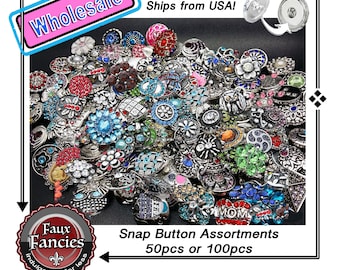 Wholesale Rhinestone Snap Button Assortment - 50pc/100pc
