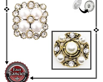 EXCLUSIVE! Pearl and Rhinestone Snap Button, Ginger Snap, Snap Charm, #BraceletCharm, Rhinestone Snap, #SnapJewelry, #GiftForHer,#SnapButton