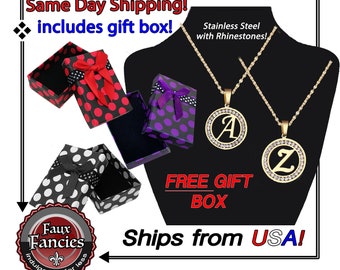 Beautiful Rhinestone Letter Pendants, STAiNLESS STEEL Gold Tone Initials, #RhinestoneLetters, #RhinestoneInitials, #Letters, #InitialPendant