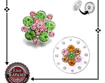 SO PRETTY! Rhinestone SNAP Buttons, Ginger Snaps, Snap Charms, #BraceletCharms, #SnapButtonCharms, #SnapJewelry, Spring Rhinestone Snap