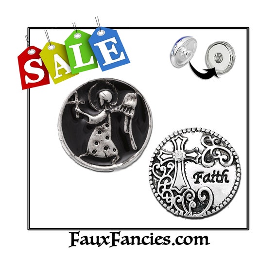CLEARANCE! Snap button, ginger snap, snap on charms, snap jewelry, #BraceletCharms, Faith Charm, Changeable snap, chunk snap, Angel charm