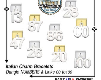 ITALIAN NUMBER Charms, Italian Number Dangle Charm Links, Italian Bracelet Links, Gift for Her, #ItalianCharmBracelet, #LetterCharmBracelet