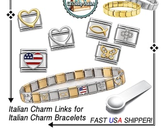 ITALiAN BRACELET CHARMS, Mom Bracelet Charms, Love Italian Bracelet Links, Gift for Her, #ItalianCharmBracelet, #CatCharms, #LoveCharms