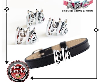 Love Slider Charm: 8mm Slide Bracelet, Keyring, Pendant