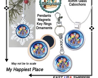 My HAPPIEST Place, Happy Place Castle,  Anaheim Souvenir, Happiest Place Magnet, Happiest Place Pendant, Happiest Place Ornament