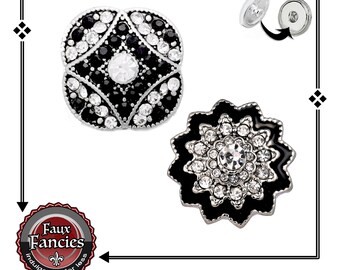 STUNNING Black and Silver Snap Buttons, RHINESTONE Ginger Snap, Snap Charm, #RhinestoneSnaps, #BraceletCharms, #SnapCharms, #RhinestoneCharm