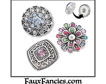 SALE! 18mm Snap Buttons, Ginger Snaps, 18mm Snap Charms, #SnapCharmButtons, Rhinestone Snaps, Snap Snap, #RhinestoneCharms, Bracelet Charms