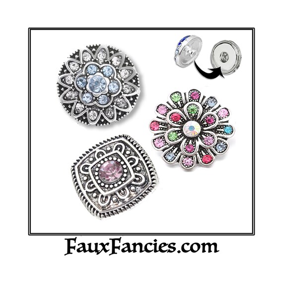 SALE! 18mm Snap Buttons, Ginger Snaps, 18mm Snap Charms, #SnapCharmButtons, Rhinestone Snaps, Snap Snap, #RhinestoneCharms, Bracelet Charms