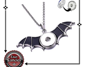 Bat Pendant for Snap Buttons, Halloween Ginger Snap Pendant, Snap Charms, Rhinestone Snaps, Snap Snap, Halloween Jewelry, #HalloweenPendant