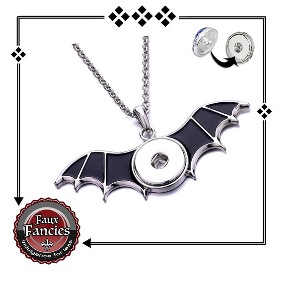 Bat Pendant for Snap Buttons, Halloween Ginger Snap Pendant, Snap Charms, Rhinestone Snaps, Snap Snap, Halloween Jewelry, #HalloweenPendant