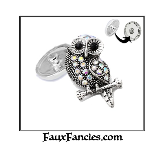 CLOSEOUT! Snap Button, Owl Charm, Ginger Snaps Owl Snap, Snap Owl Charm, Changeable Snap, Rhinestone Snap, Snap Jewelry, #OwlSnap, #OwlCharm