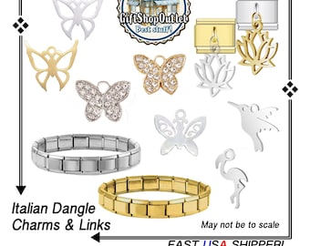 ITALIAN Charms & Bracelets, Italian Dangle Charm Links, Butterfly Bracelet Links, Gift for Her, #ItalianCharmBracelet, #CustomCharmBracelet