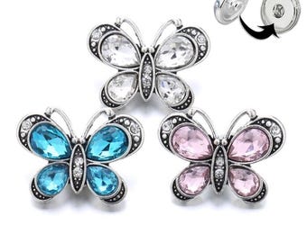 Butterfly Rhinestone Snap Button Charm: Ginger Snaps Jewelry