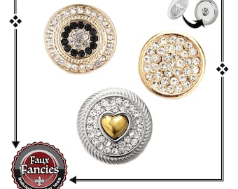 Beautiful HEART Light Gold or Silver Snap Buttons, Ginger Snaps, #SnapCharms, Rhinstone Snap Buttons, #BraceletCharms, #Snap, #SnapJewelry