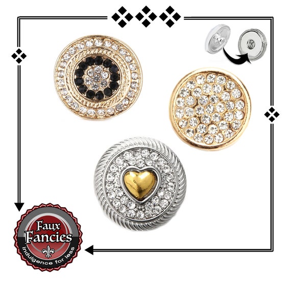 Beautiful HEART Light Gold or Silver Snap Buttons, Ginger Snaps, #SnapCharms, Rhinstone Snap Buttons, #BraceletCharms, #Snap, #SnapJewelry