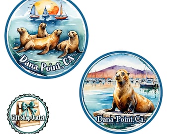 Dana Point SEA LION Glass Cabochon Handmade Keyring, SEA LiON Magnet, Refrigerator Magnet, #DanaPointMagnet, #SeaLionKeyring, #SeaLions