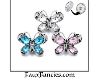 Butterfly Rhinestone Snap Button Charm: Ginger Snaps Jewelry