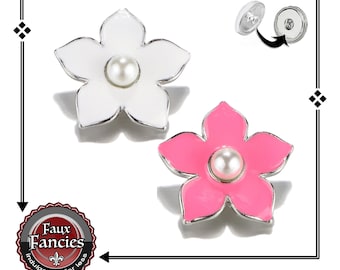 Spring Flower Snap Buttons: Faux Pearl Ginger Snaps