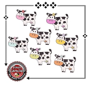 CLEARANCE! BUTToNS, BuTTONS! 3 PCs Cow Wood Buttons, COW Charms, Farm Animal Charms, COW Scrapbook Buttons, #WoodenButtons, #CraftButtons