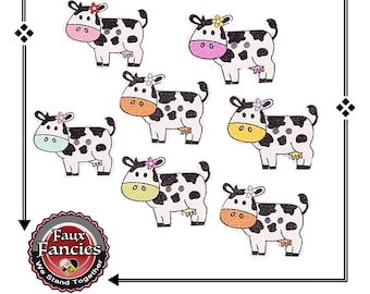 Cow Wood Buttons: Farm Animal Charms, Scrapbooking (3 Pcs)