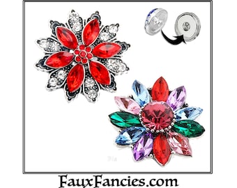 Really PRETTY Flower SNAP buttons, Beautiful 18mm Ginger Snaps, Snap Charms, #RhinestoneCharms, #SnapButtons, Rhinestone Snaps, Snap Jewelry