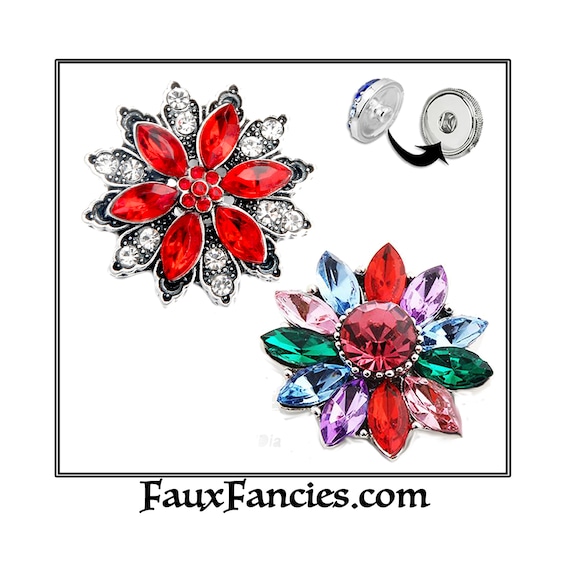 Really PRETTY Flower SNAP buttons, Beautiful 18mm Ginger Snaps, Snap Charms, #RhinestoneCharms, #SnapButtons, Rhinestone Snaps, Snap Jewelry