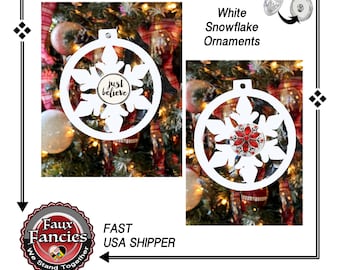 CHRISTMAS Just Believe Snowflake Ornament, Handmade Snowflake Ornaments, Poinsettia Ornament, #ChristmasOrnaments, #HolidayDecor, #Snowflake