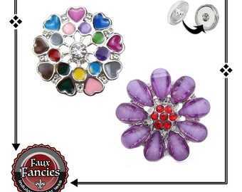 SALE! SNAP Buttons, COLORFUL Snaps, 18mm Ginger Snaps, Snap on Charm, Autism Charm,  Rhinestone Snaps, #AutismCharm, #FlowerSnap, #SnapCharm