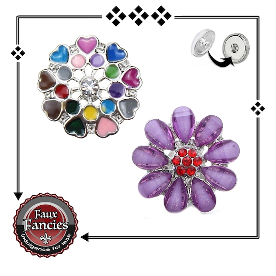 SALE! SNAP Buttons, COLORFUL Snaps, 18mm Ginger Snaps, Snap on Charm, Autism Charm, Rhinestone Snaps, #AutismCharm, #FlowerSnap, #SnapCharm