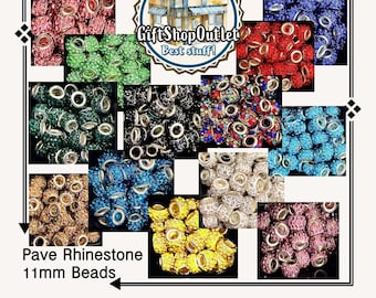 Colorful Pave Rhinestone 6mm Jewelry Beads - 3mm Hole