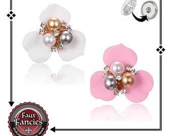 Pearl Flower Snap Buttons EXCLUSIVELY OURs! Ginger Snap, Snap Charms, #BraceletCharms, Rhinestone Snap, #SnapSnap, #GiftForHer, #SnapButton