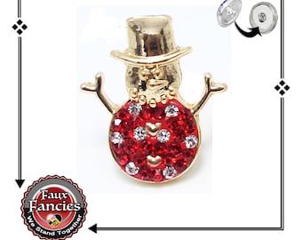 SNOWMAN SNAP Buttons, Jewelry Snaps, 18mm Ginger Snaps - Snap on Charms, Interchangeable Snap, Rhinestone Snaps, Snap Snap, Jewelry gift